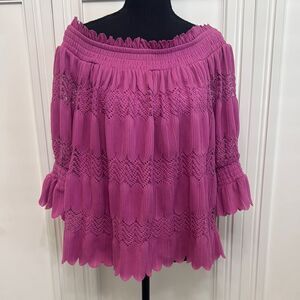 Lane Bryant Purple Blouse Chic and‎ Stylish Off Shoulder Size 14/16